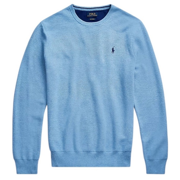 Polo Ralph Lauren Pima Cotton Crewneck Sweater Light Blue Size Large - Picture 1 of 10